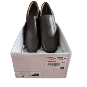 NIB Men's Size 42 Shoemaker Permelang Milano Brown Leather Loafers Slip Ons